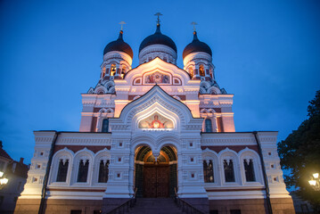 Fototapeta na wymiar エストニアの首都タリンの美しい夜景