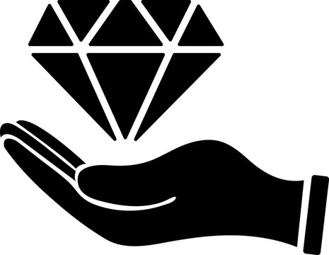 Hand and diamand icon, flat design illustration on white background..eps