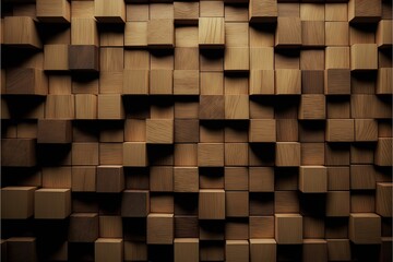 Brown Wooden Square Block 3d Background Texture, Generative AI