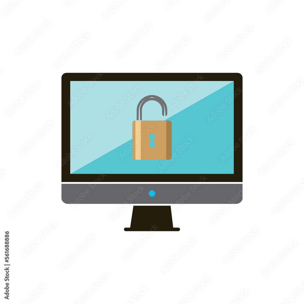 Poster security computer lock icon logo design element