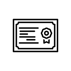 Black line icon for certification