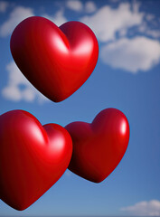Obraz na płótnie Canvas Valentine's Day background with 3d hearts. IA technology