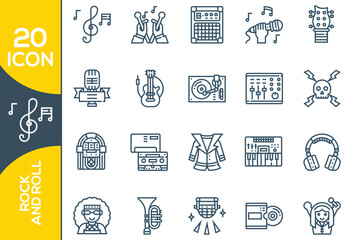ROCK AND ROLL ICON SET DESIGN