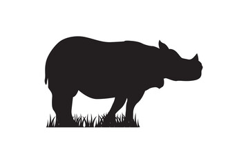 Obraz na płótnie Canvas Rhino silhouette vector isolated. Rhinoceros, Wild animal.