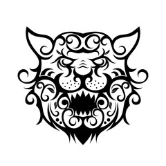 Ornamental Tribal Tiger Head Ink Design