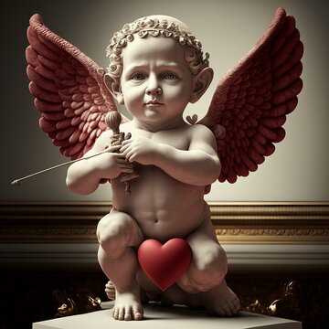 Love's Messenger: A Valentine's Day Cupid Illustration (check my Portfolio for more high-quality Valentine's Day Images)