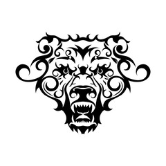 Ornamental Tribal Bear Head Inked Design