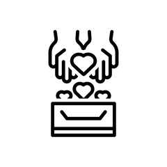 Black line icon for donation