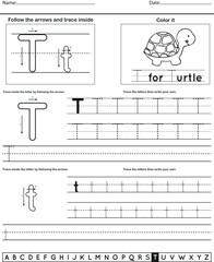 	
Alphabet tracing worksheet with letter and vocabulary T