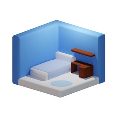 bedroom simple 3d icon. 3d rendering