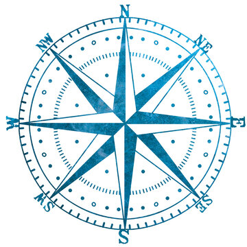 Transparent blue nautical compass png