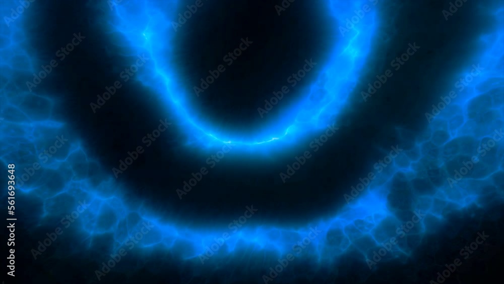 Poster purple and blue circles on a dark background. motion. moving circles in abstraction that twitch in d
