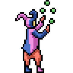 pixel art themepark clown performance