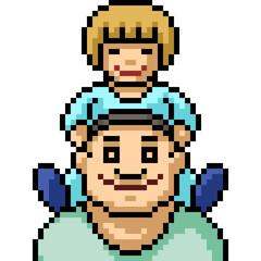 Obraz premium pixel art father girl playing