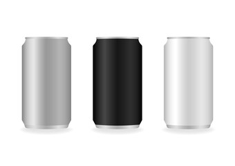 Aluminum Can. Metal Beverage Drink Can. Empty Metal Can for Soda, Beer or Energy Drink. Vector Illustration Isolated on White Background