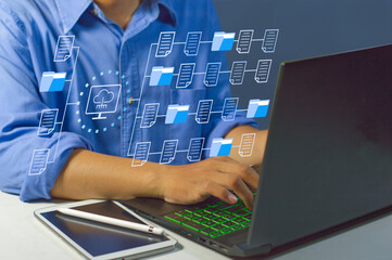 using  FTP ( File Transfer Protocol )  to exchange  and transfer digital files  with internet cloud...