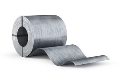 Sheet metal roll on a white background. 3d illustration