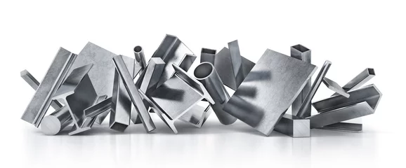 Fotobehang Stack of rolled metal isolated on a white background. 3d illustration © vipman4