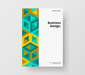 Creative company cover A4 vector design illustration. Clean geometric shapes brochure template.
