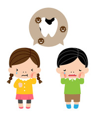 虫歯で泣いている子供のイラスト