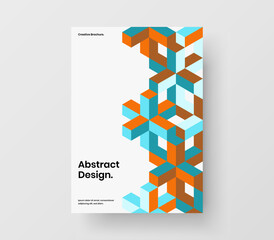 Minimalistic catalog cover design vector concept. Bright mosaic tiles company identity template.