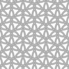Seamless vector silver ornament in arabian style. Geometric abstract background. Grill with pattern for wallpapers and backgrounds