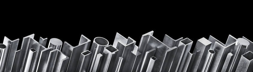 Stack of rolled metal isolated on a black background. 3d illustration