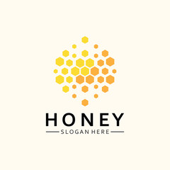 Vector honey logo template. Fresh honey health logo concept.