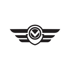 V letter logo emblem for company car design template vector abstract