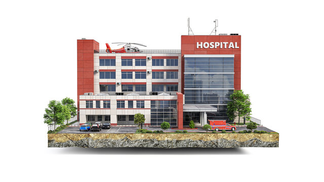 modern public hospital building 3d illustration