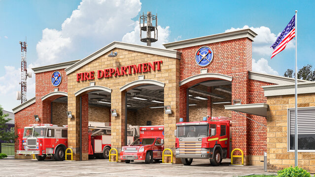fire department building 3d illustration
