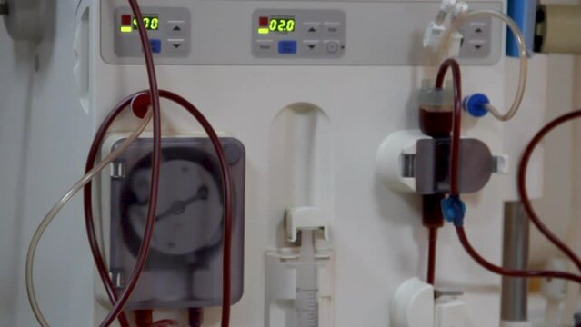 blood going through Kidney dialysis machine