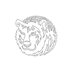Continuous curve one line drawing. Gruesome tiger. Abstract art in circle. Single line editable stroke vector illustration of tiger waiting for prey for logo, wall decor and poster print decoration