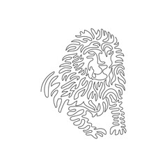 Single one line drawing of ferocious lion sitting abstract art. Continuous line draw graphic design vector illustration of carnivore mammal for icon, symbol, company logo, poster wall decor