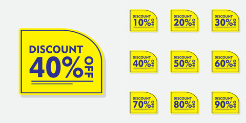 Yellow Sale Discount Set on White Background Vector Illustration