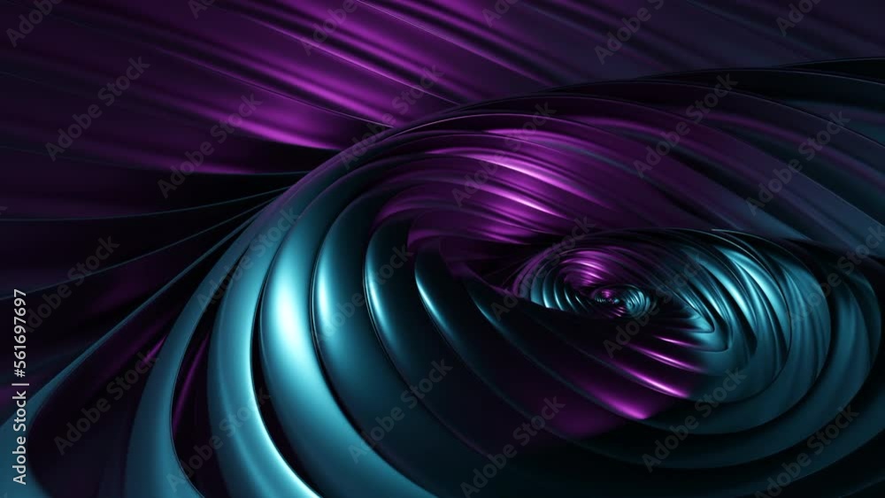 Poster rotating colorful spiral with 3d metal lines. design. rotation of spiral lines with metallic luster.
