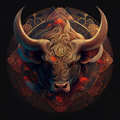 taurus sign, sign, taurus, bull, cosmos, 3d, generated by ai