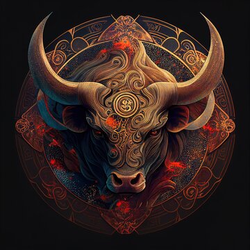 taurus sign, sign, taurus, bull, cosmos, 3d, generated by ai