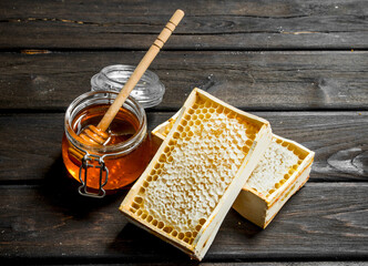 Fototapeta na wymiar Natural honey in honeycombs.