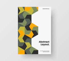 Minimalistic geometric hexagons pamphlet template. Original catalog cover A4 vector design illustration.