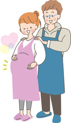 出産が待ち遠しい家族のベクターイラスト素材