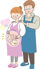 出産が待ち遠しい家族のベクターイラスト素材