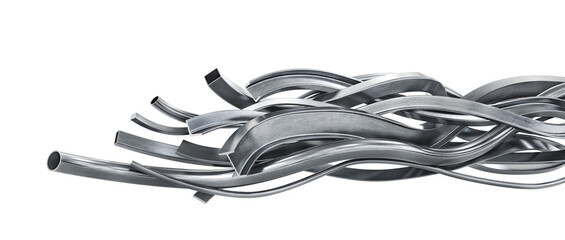 Stack of rolled metal isolated on a white background. 3d illustration
