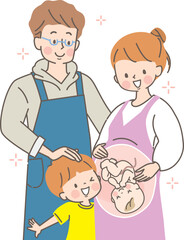 出産が待ち遠しい家族のベクターイラスト素材