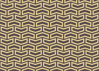 Geometric vector pattern with brown and yellow arrows. Geometric modern ornament. Seamless abstract background