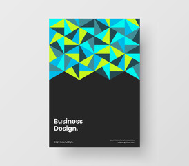 Colorful geometric pattern magazine cover illustration. Creative annual report A4 design vector template.