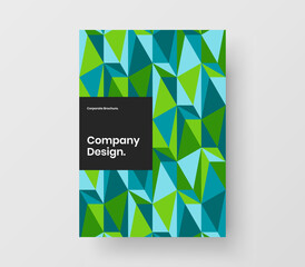 Colorful geometric tiles brochure template. Trendy front page A4 design vector concept.