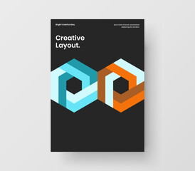 Colorful geometric tiles corporate brochure layout. Isolated catalog cover vector design template.