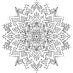 Mehndi Henna Drawing Circular Mandala pattern for tattoo, decoration premium product poster or painting. Decorative ornament in ethnic oriental style. Outline doodle hand draw illustration.