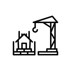 Black line icon for build